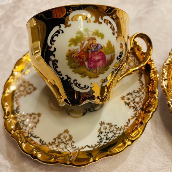 2 sets Vintage 24 kt gold Bavaria Germany tea cups and  saucers - Picture 2 of 5